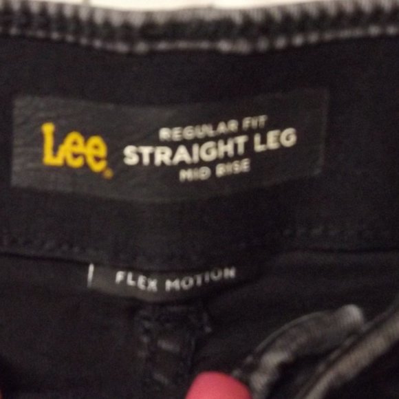 LEE 12, REGULAR FIT, STRAIGHT LEG, MIDRISE, FLEX MOTION, ELASTIC WAIST, BLACK - Picture 3 of 3